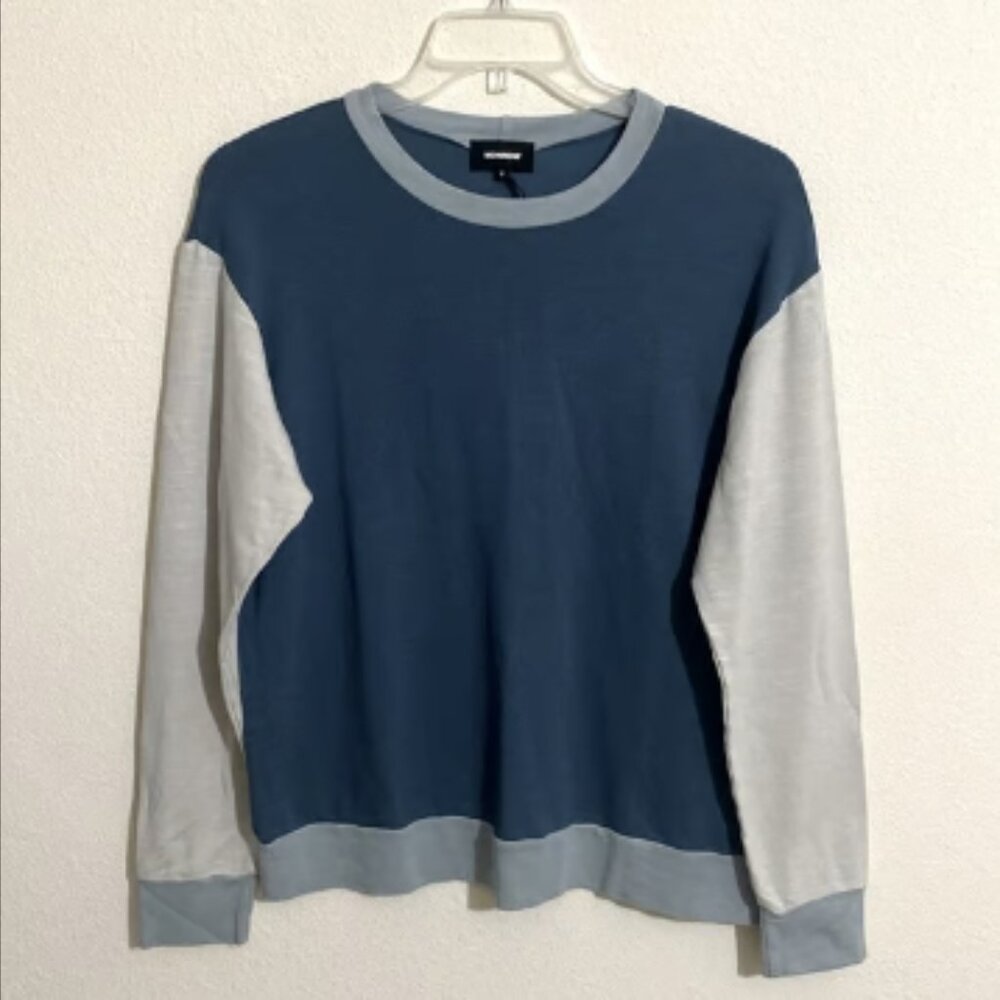 MONROW Tri-Color Light Weight Long Sleeve Crewneck Shirt Top Women's Size M